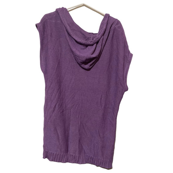 Lane Bryant Pullover Sweater Women's 18/20 W Plus Purple Hooded Short Sleeve Tie - Picture 2 of 7